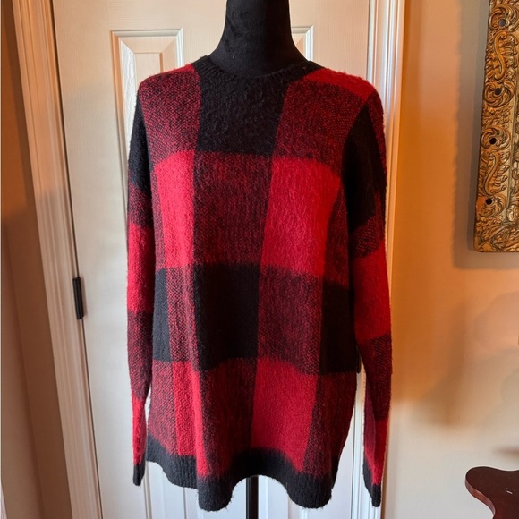 Lucky Brand Red and Black wool blend Sweater NWT - Picture 2 of 10